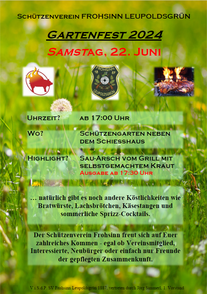 Einladung zum Gartenfest am 22. Juni 2024 im Schießhausgarten